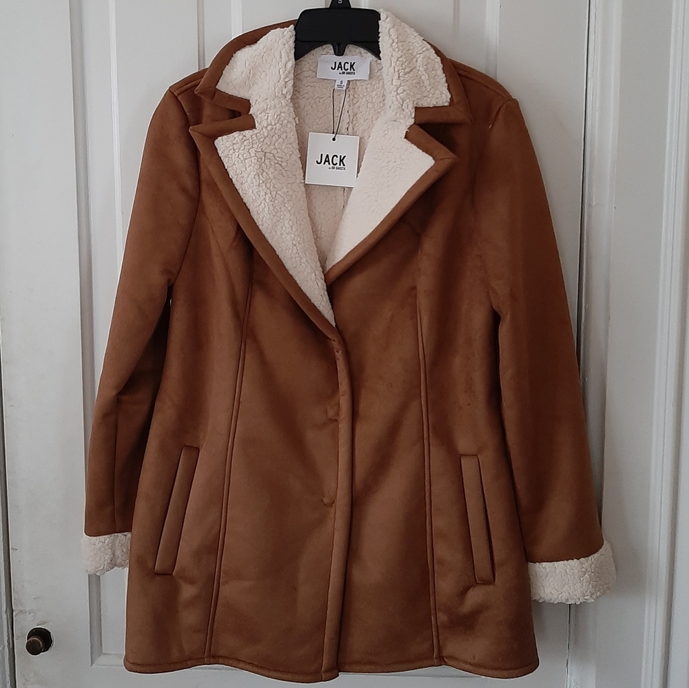 Jack by BB DAKOTA "Amsterdam" Vegan Sherpa Jacket Camel Brown Women's Small